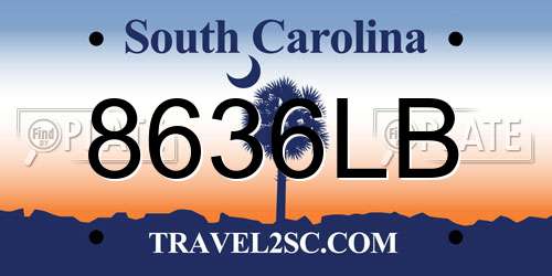 8636LB South Carolina License Plate