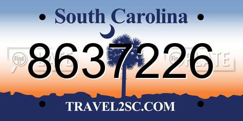 8637226 South Carolina License Plate
