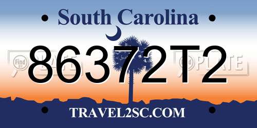 86372T2 South Carolina License Plate