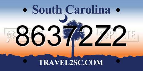 86372Z2 South Carolina License Plate