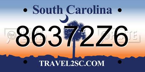 86372Z6 South Carolina License Plate