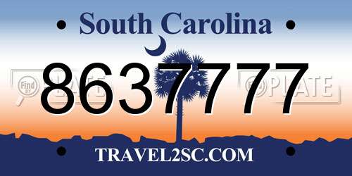 8637777 South Carolina License Plate