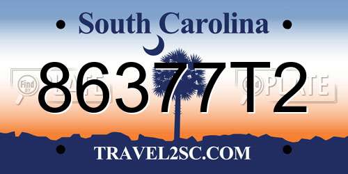 86377T2 South Carolina License Plate