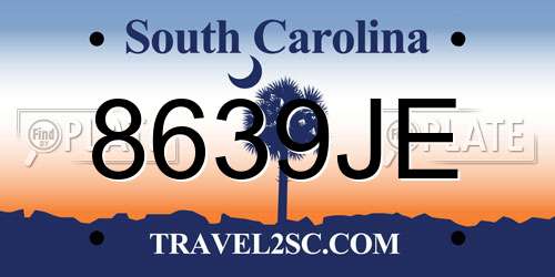 8639JE South Carolina License Plate