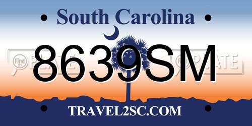 8639SM South Carolina License Plate