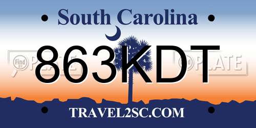 863KDT South Carolina License Plate