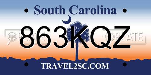 863KQZ South Carolina License Plate