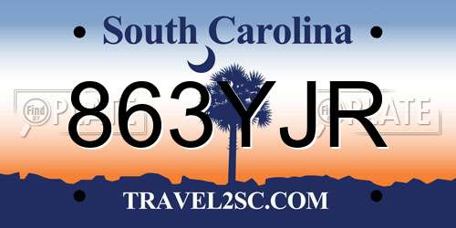863YJR South Carolina License Plate