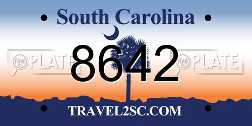 8642 South Carolina License Plate