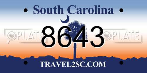 8643 South Carolina License Plate