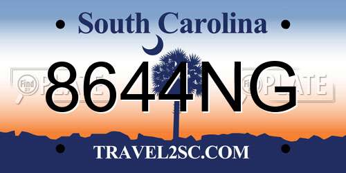 8644NG South Carolina License Plate