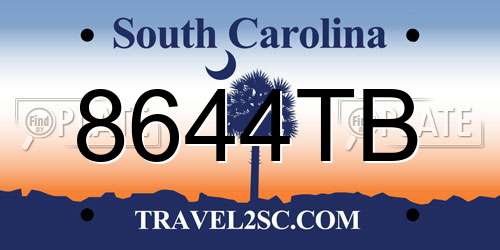 8644TB South Carolina License Plate