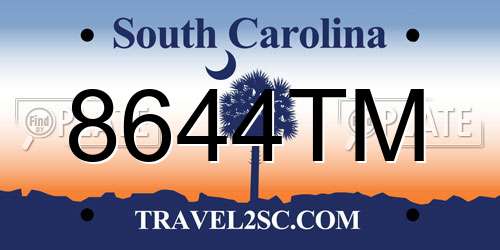 8644TM South Carolina License Plate