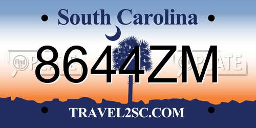 8644ZM South Carolina License Plate