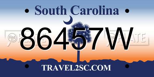 86457W South Carolina License Plate