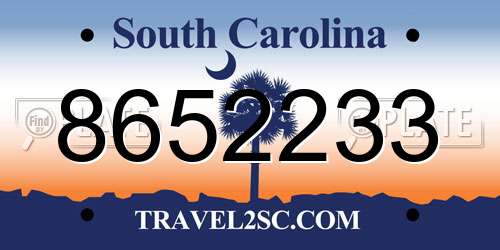 8652233 South Carolina License Plate