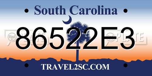 86522E3 South Carolina License Plate
