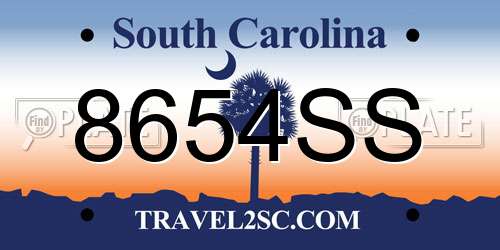 8654SS South Carolina License Plate