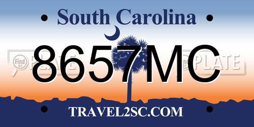 8657MC South Carolina License Plate