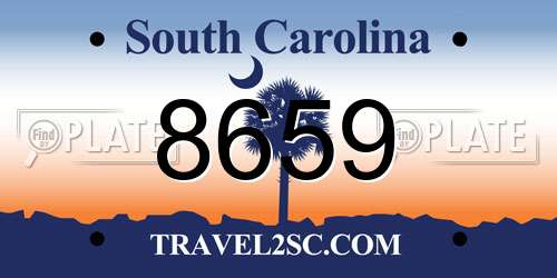 8659 South Carolina License Plate