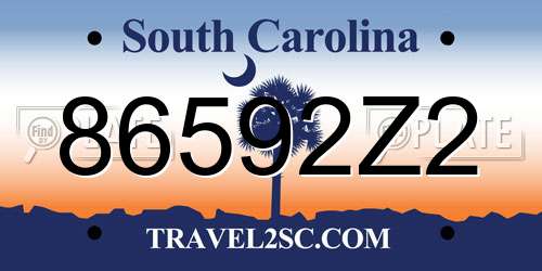 86592Z2 South Carolina License Plate