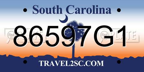 86597G1 South Carolina License Plate