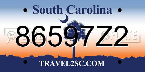 86597Z2 South Carolina License Plate