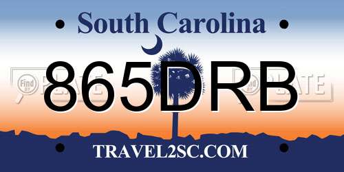865DRB South Carolina License Plate