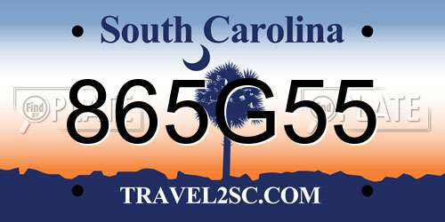 865G55 South Carolina License Plate