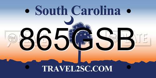 865GSB South Carolina License Plate