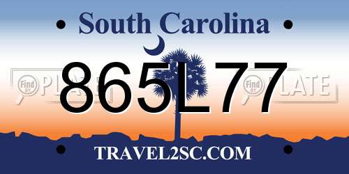 865L77 South Carolina License Plate