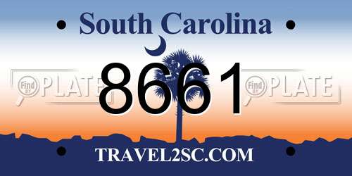 8661 South Carolina License Plate