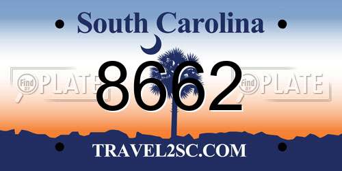 8662 South Carolina License Plate