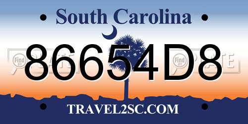 86654D8 South Carolina License Plate