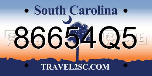 86654Q5 South Carolina License Plate
