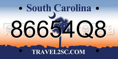 86654Q8 South Carolina License Plate