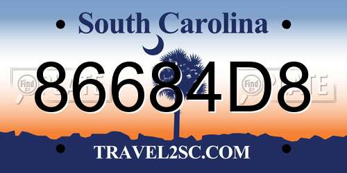 86684D8 South Carolina License Plate