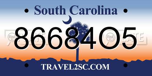 86684O5 South Carolina License Plate