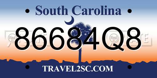 86684Q8 South Carolina License Plate