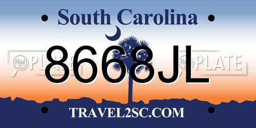 8668JL South Carolina License Plate