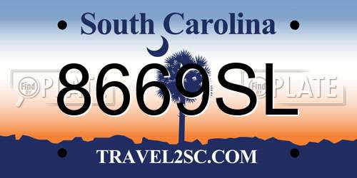 8669SL South Carolina License Plate