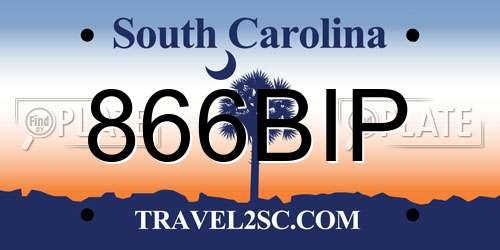 866BIP South Carolina License Plate
