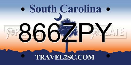866ZPY South Carolina License Plate