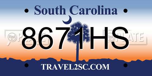 8671HS South Carolina License Plate