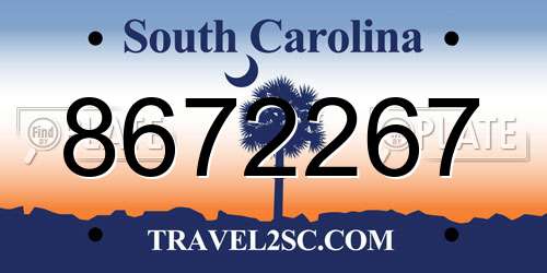 8672267 South Carolina License Plate