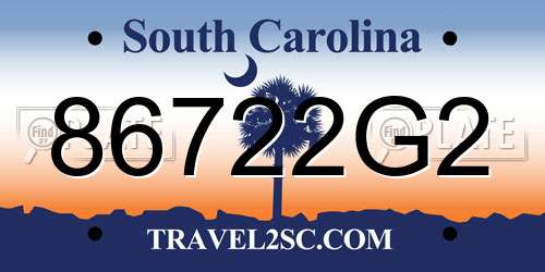 86722G2 South Carolina License Plate