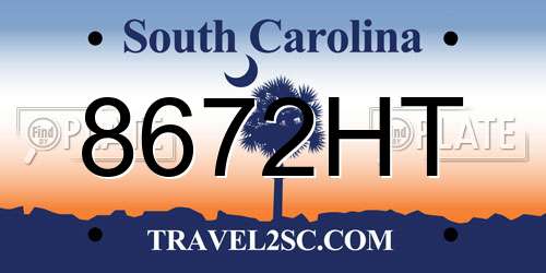 8672HT South Carolina License Plate