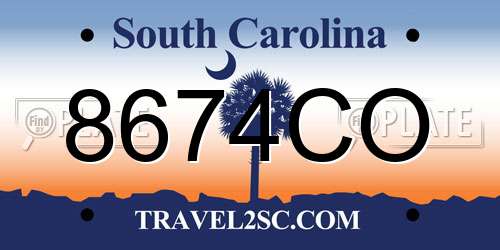 8674CO South Carolina License Plate
