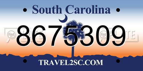8675309 South Carolina License Plate