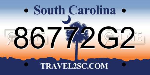 86772G2 South Carolina License Plate